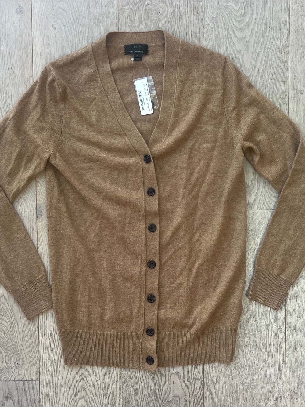 J. Crew NWT Women's Size XS Camel V-Neck Cashmere Blend  Button-Up Cardigan